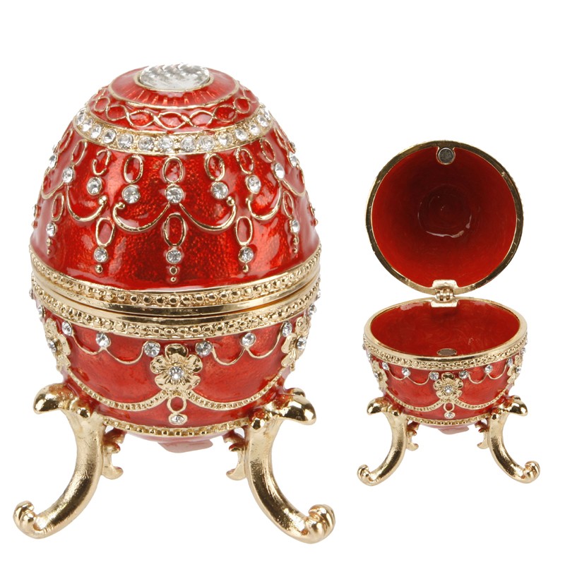 Emali/kultarasia Fabergé 10 cm punainen
