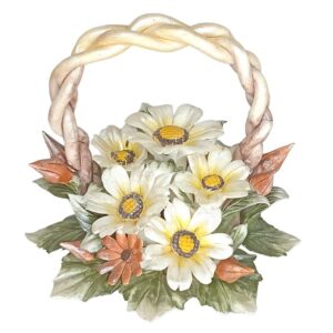 Posliini-päivänkakkarat korissa koko M