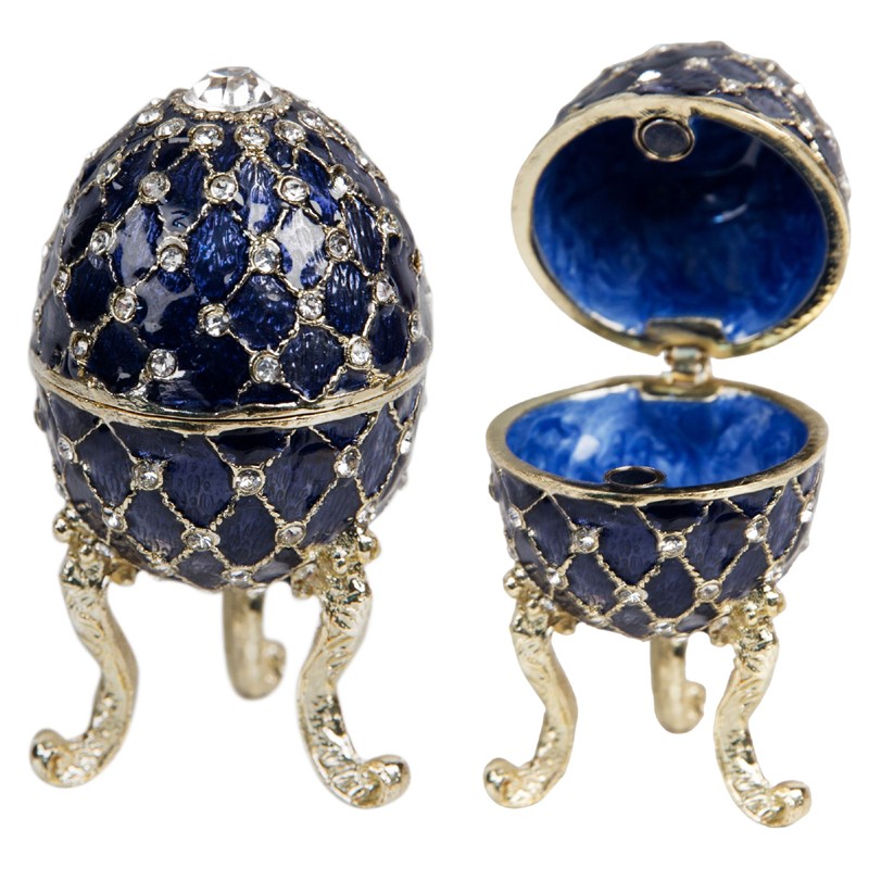 Emali/kultarasia Fabergé 6 cm sininen