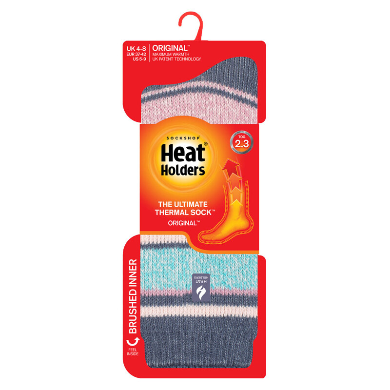 Lämpösukka 37-42 Denim/Pinkkiraita - Image 3