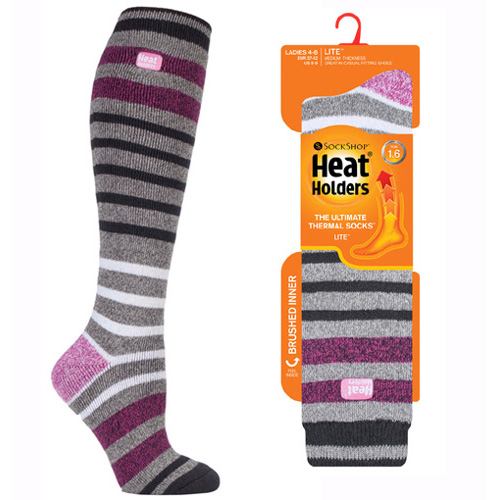 Lämpösukka Pitkä 37-42 Lilaraita